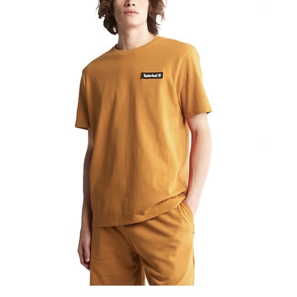 Timberland Mens Ss Woven Badge Crewneck T-Shirt TB0A26S7-P47 Wheat 2XL XXL